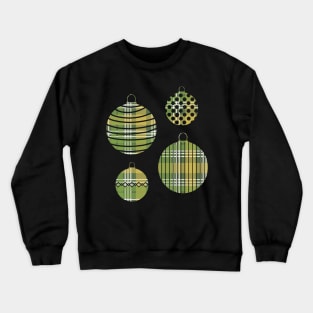 Green, Yellow and White Tartan Christmas Baubles Crewneck Sweatshirt